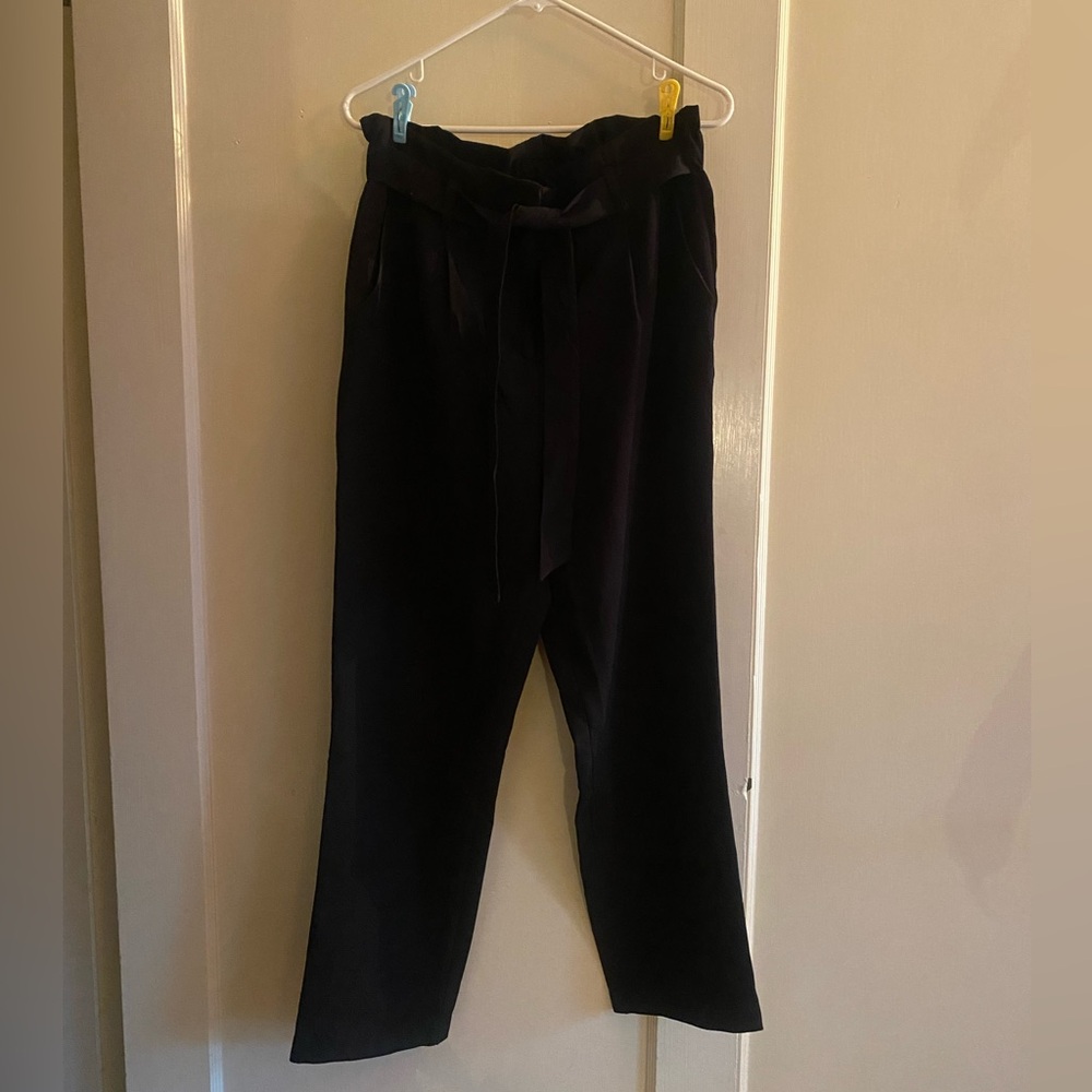 New look paper bag waist belted Black trousers